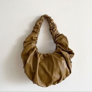 Nanushka Anja Baguette Shoulder Bag in Ruched Faux Leather